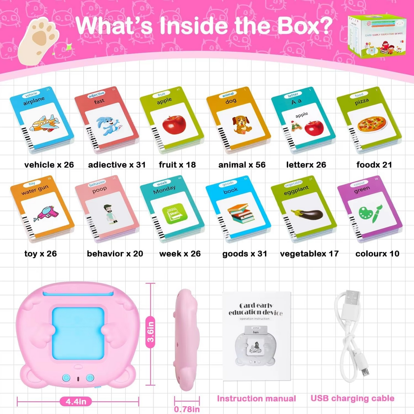 Talking flash cards learning machine