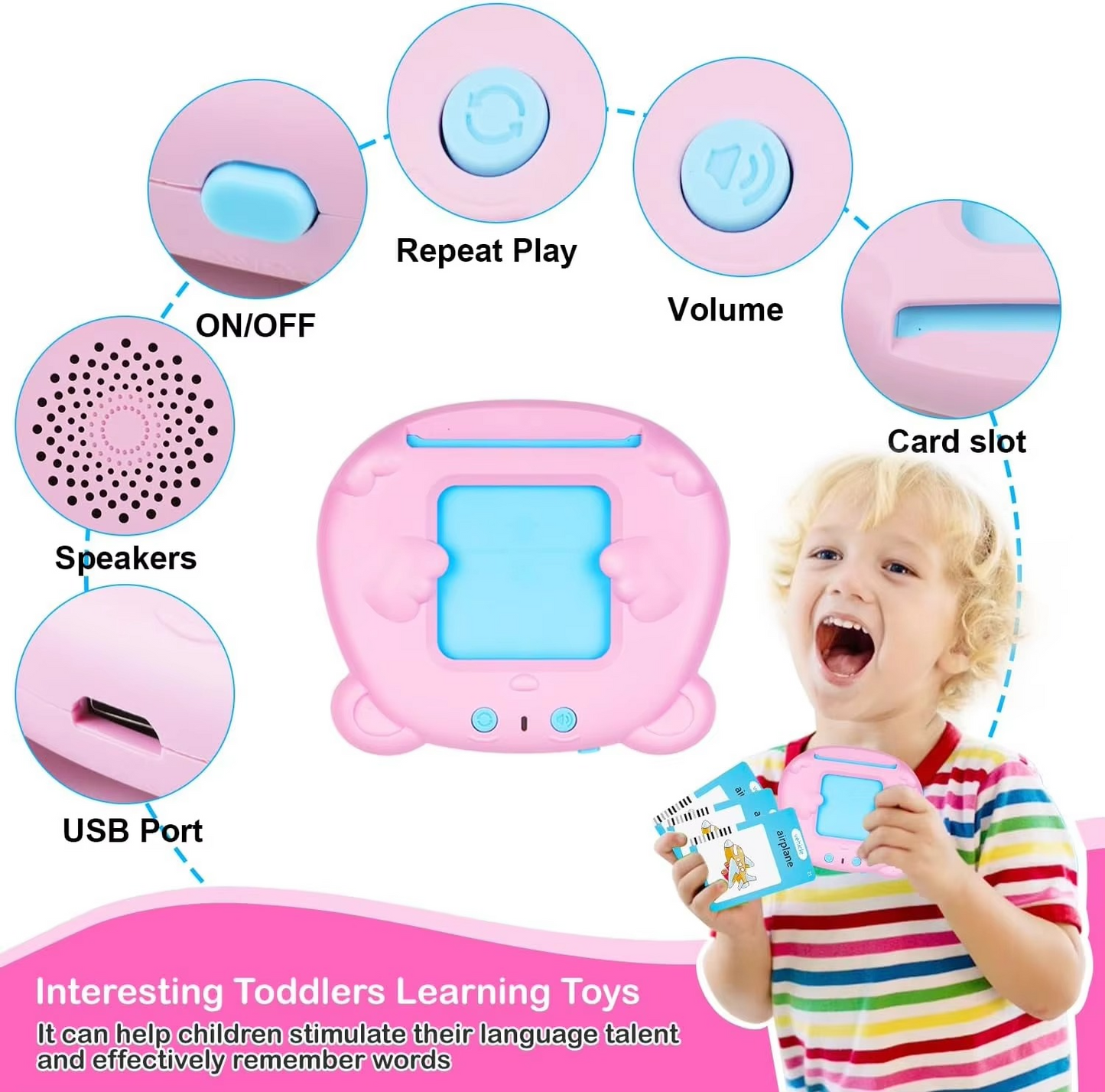 Talking flash cards learning machine
