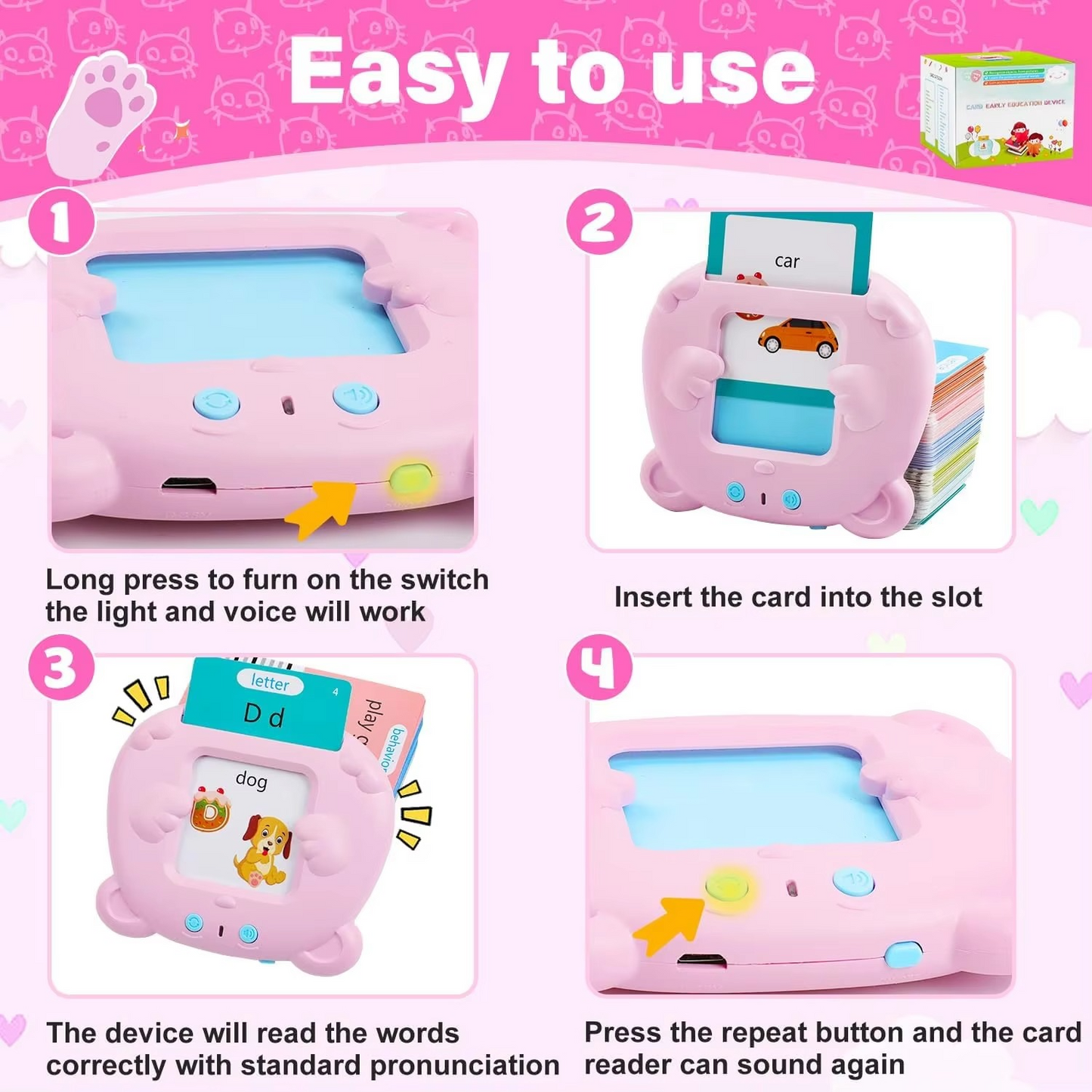 Talking flash cards learning machine